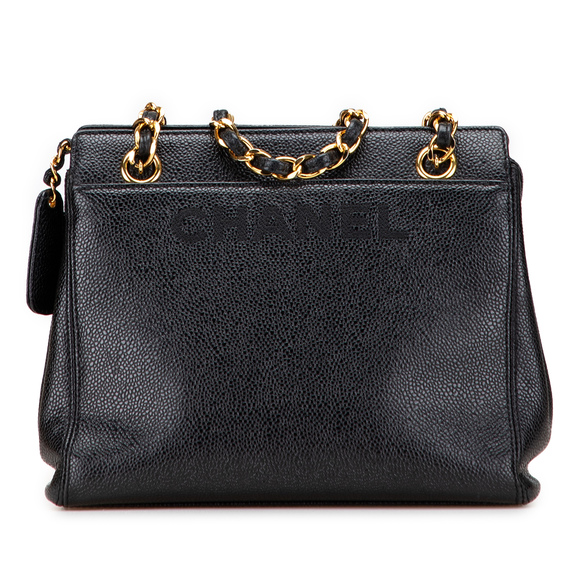 Pre-Loved Chanel Caviar Logo Chain Tote - Picture 1 of 10
